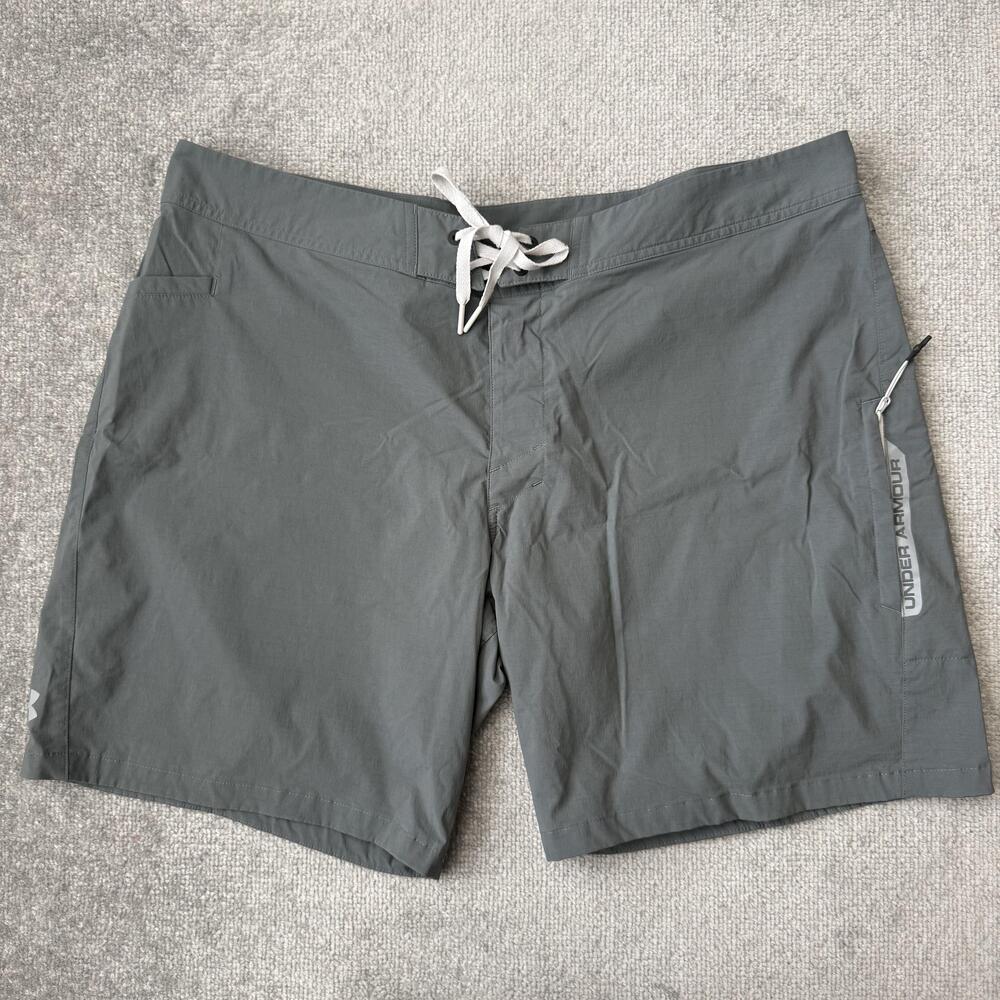 Under Armour Shorts Mens 42 Gray Board Swim HeatGear Quick Dry Stretch Pockets
